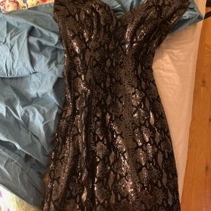 Guess Sequin Snakeskin Black Dress
